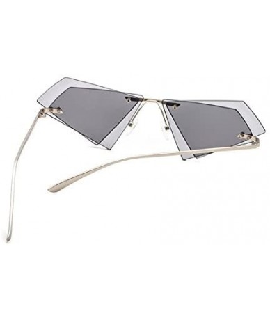 Square Unique Rimless Sunglasses Women Men Red Yellow Pink Sun Glasses Double Lens Shades - C1-sliver-gray - C918Y40R893 $42.44