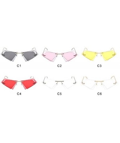 Square Unique Rimless Sunglasses Women Men Red Yellow Pink Sun Glasses Double Lens Shades - C1-sliver-gray - C918Y40R893 $42.44