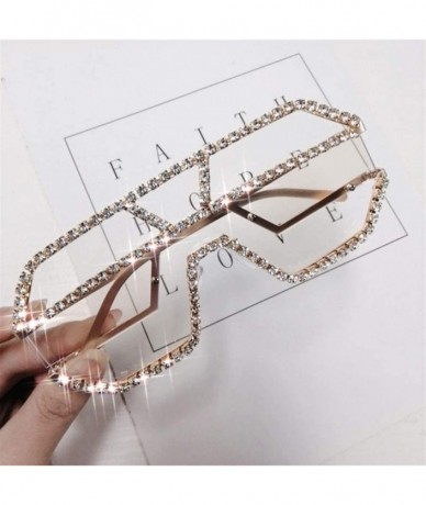 Oversized Trendy Oversized Lens Rhinestone Sunglasses for Women One Piece Bling Frame UV Protection - C3 - C1190ODT6GS $24.34