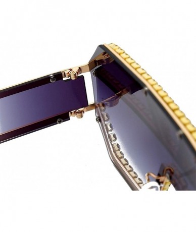 Oversized Trendy Oversized Lens Rhinestone Sunglasses for Women One Piece Bling Frame UV Protection - C3 - C1190ODT6GS $24.34