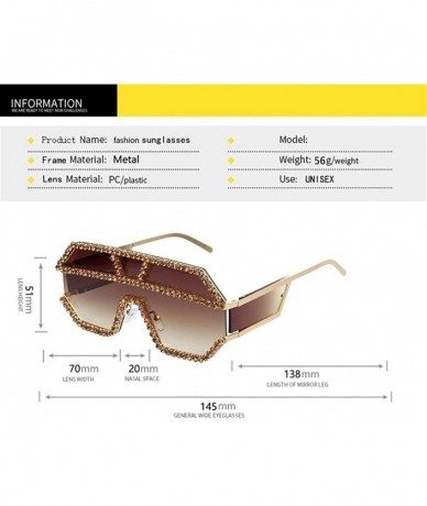 Oversized Trendy Oversized Lens Rhinestone Sunglasses for Women One Piece Bling Frame UV Protection - C3 - C1190ODT6GS $24.34