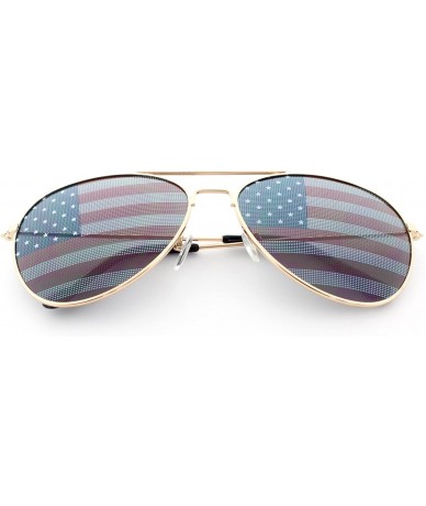 Aviator Vintage Classic Fashion Aviator Sunglasses Tri-Layer UV400 Unisex - Classic Aviator Gold/Usa Lens - C9123IRBY9T $18.49