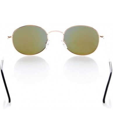 Round Vintage Style Quality Round Polarized Sunglasses - Gold Frame-blue Revo - CY127HQCUKJ $24.75