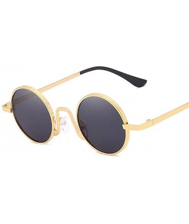 Round Metal Steampunk Sunglasses Men Women Round Glasses Retro Frame Vintage Sun Glasses Male - Goldbrown - CT198U6R98Q $20.55