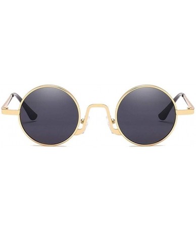 Round Metal Steampunk Sunglasses Men Women Round Glasses Retro Frame Vintage Sun Glasses Male - Goldbrown - CT198U6R98Q $20.55