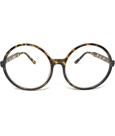 Oversized Nerd Glasses Classic Fashion Frame Clear Lens Square Round Rectangle - Tortoise/Clear- Xl Round - CV18WYM25A9 $16.37