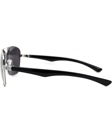 Rectangular Mens Rectangular Metal Rim Racer Pilots Sunglasses - Silver Silver Mirror - CT195UDXZAM $23.28