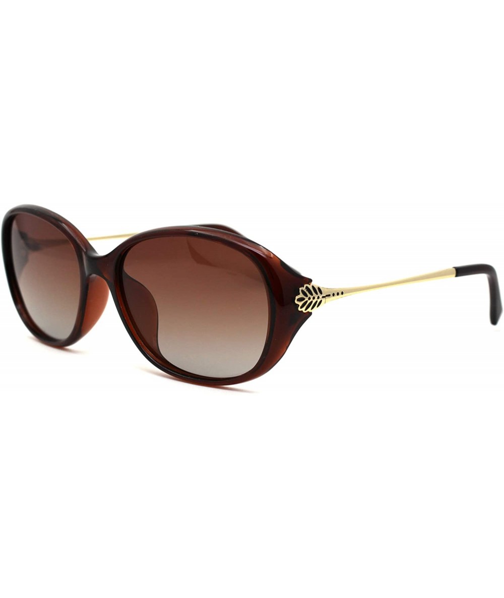 Oval Womens CR39 Polarized Lens Oval Foliage Leaf Hinge Sunglasses - All Brown - CE192WAU2Q2 $24.24