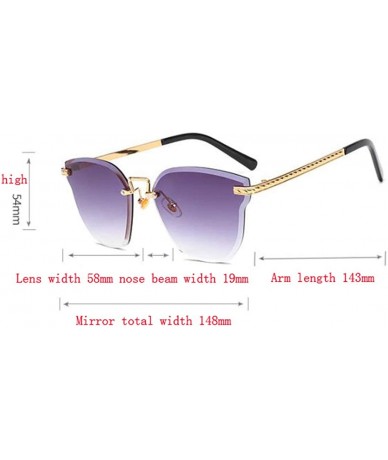 Aviator Fashion frameless trimming sunglasses- sunglasses women's UV protection sunglasses - D - CE18RTCHQKT $72.48