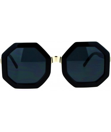 Square Womens Thick Plastic Octagon Retro Designer Sunglasses - All Black - C212KRWSM9D $19.19