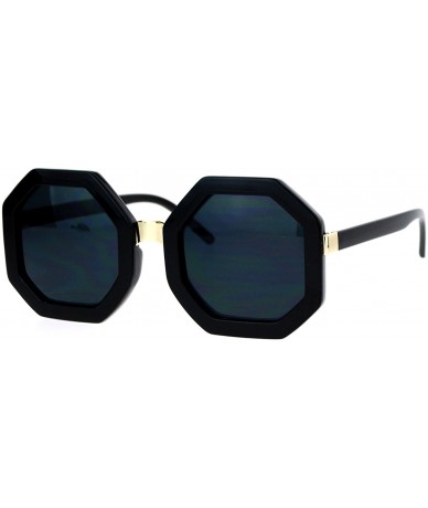 Square Womens Thick Plastic Octagon Retro Designer Sunglasses - All Black - C212KRWSM9D $19.19