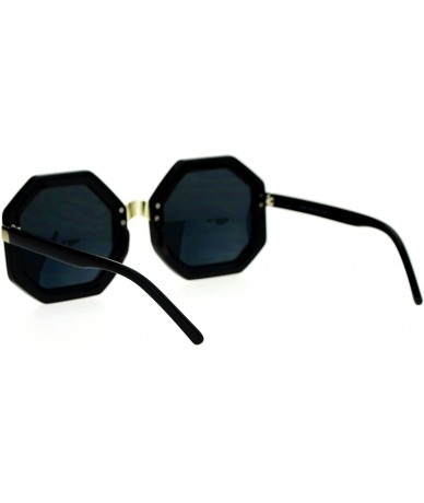 Square Womens Thick Plastic Octagon Retro Designer Sunglasses - All Black - C212KRWSM9D $19.19