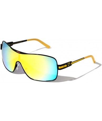 Shield Color Mirror Curved One Piece Shield Lens Sunglasses - Yellow - CU199C4HCW9 $33.29