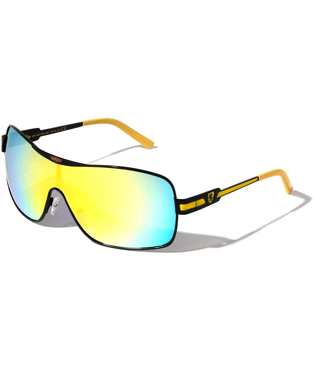 Shield Color Mirror Curved One Piece Shield Lens Sunglasses - Yellow - CU199C4HCW9 $33.29