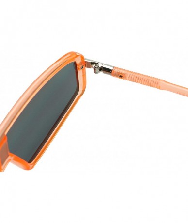 Oversized Slim Retro 80s Neon Colorful Rave Shades Translucent Clear Frame Flat Lens Women's Sunglasses - Orange - CO18Y92KSR...