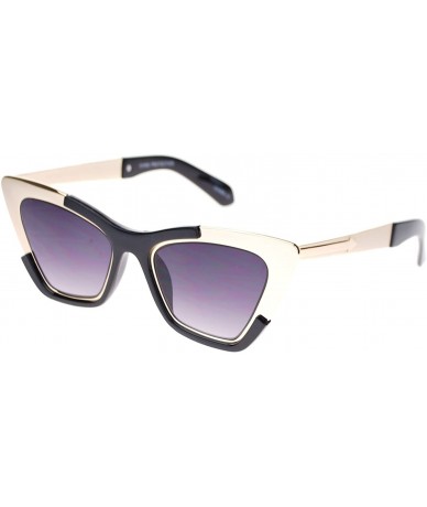 Cat Eye Womens Unique Runway Fashion Thick Metal Cat Eye Sunglasses - Gold Black - CO11Q16XLAT $22.27