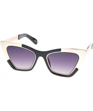 Cat Eye Womens Unique Runway Fashion Thick Metal Cat Eye Sunglasses - Gold Black - CO11Q16XLAT $22.27