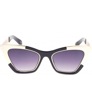 Cat Eye Womens Unique Runway Fashion Thick Metal Cat Eye Sunglasses - Gold Black - CO11Q16XLAT $22.27