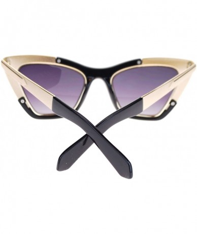 Cat Eye Womens Unique Runway Fashion Thick Metal Cat Eye Sunglasses - Gold Black - CO11Q16XLAT $22.27