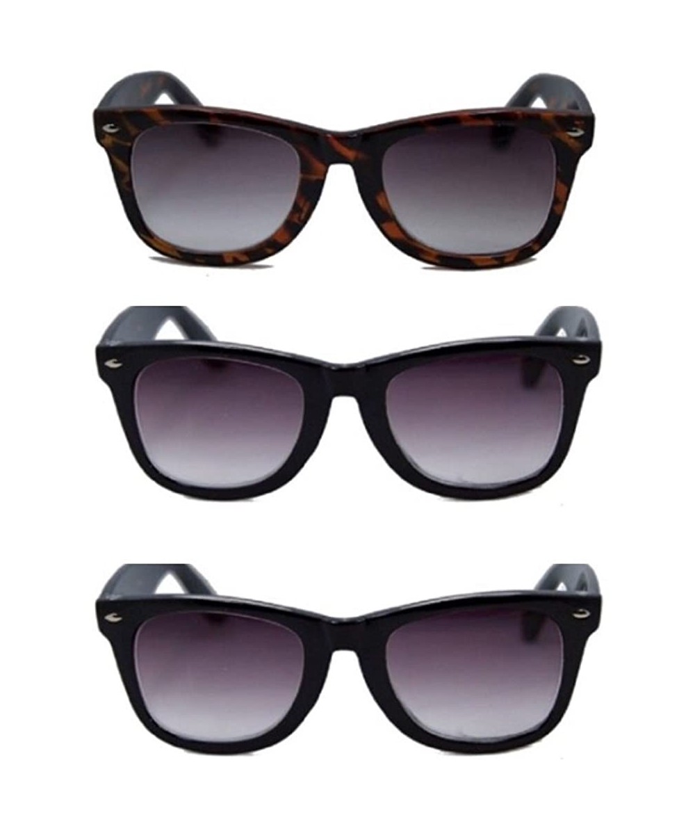 Square 3 Pair Classic Full Reader Sunglasses NOT BiFocals-Soft Pouch Included - Black/Tortoise - CG187754ALZ $31.06