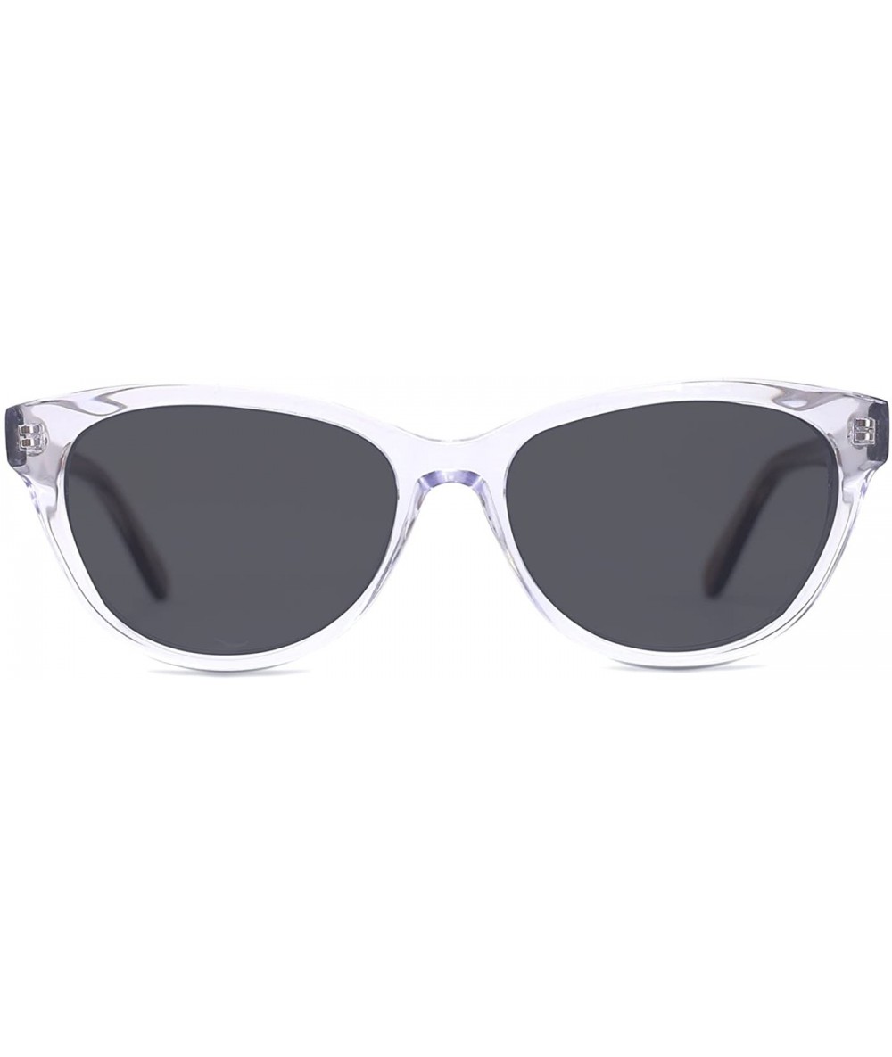 Wrap Cateye Acetate Frame Polarized Sunglasses for Women - Transparent - C117AYRASSC $43.95