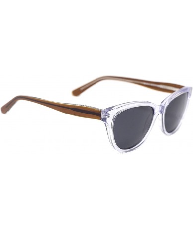 Wrap Cateye Acetate Frame Polarized Sunglasses for Women - Transparent - C117AYRASSC $43.95