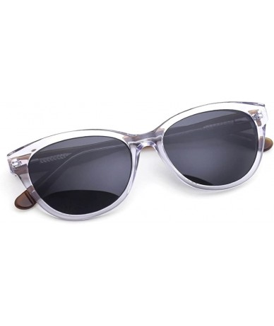 Wrap Cateye Acetate Frame Polarized Sunglasses for Women - Transparent - C117AYRASSC $43.95