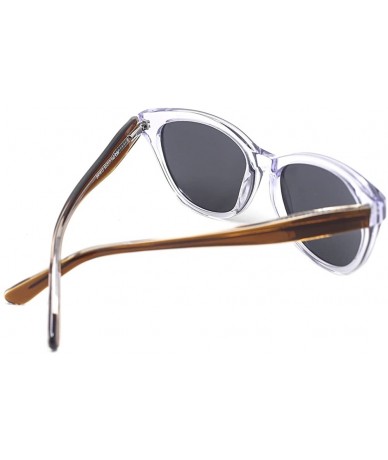 Wrap Cateye Acetate Frame Polarized Sunglasses for Women - Transparent - C117AYRASSC $43.95