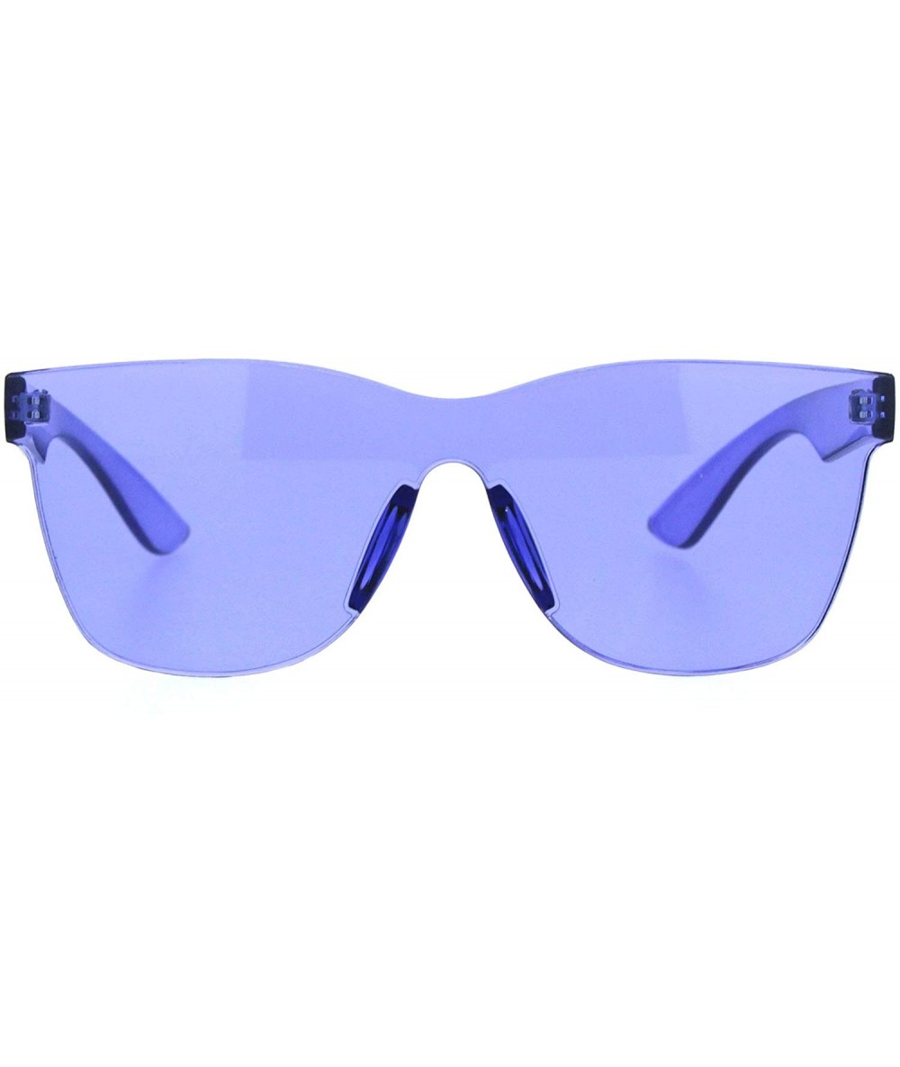 Rectangular Solid Flat Panel Rimless Color Horn Rim Hipster Plastic Sunglasses - Purple - CN18KR897LG $22.51