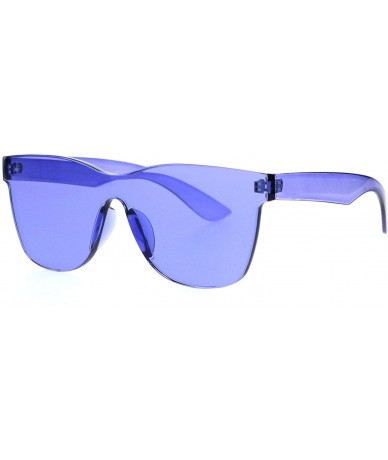 Rectangular Solid Flat Panel Rimless Color Horn Rim Hipster Plastic Sunglasses - Purple - CN18KR897LG $22.51