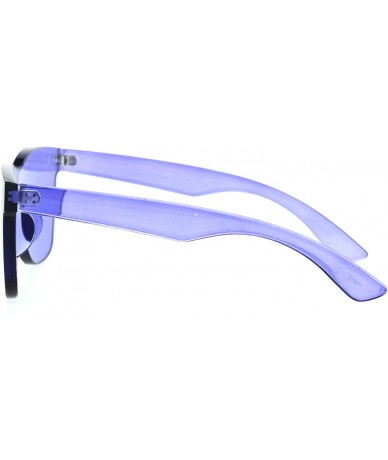 Rectangular Solid Flat Panel Rimless Color Horn Rim Hipster Plastic Sunglasses - Purple - CN18KR897LG $22.51