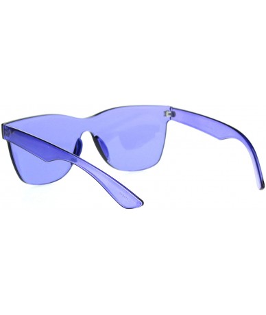 Rectangular Solid Flat Panel Rimless Color Horn Rim Hipster Plastic Sunglasses - Purple - CN18KR897LG $22.51