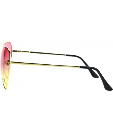 Rectangular Oceanic Gradient Lens Heart Shape Valentine Love Metal Rim Sunglasses - Pink Yellow - CP185NMKTT4 $23.36