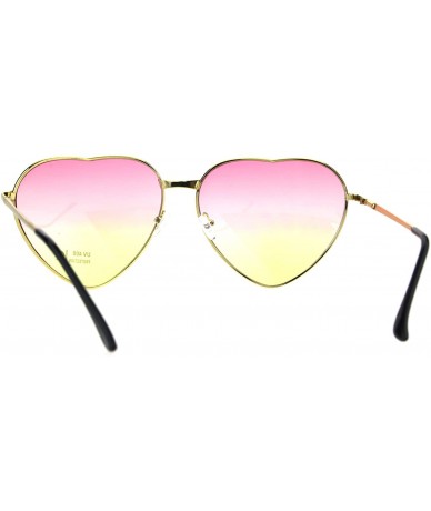 Rectangular Oceanic Gradient Lens Heart Shape Valentine Love Metal Rim Sunglasses - Pink Yellow - CP185NMKTT4 $23.36