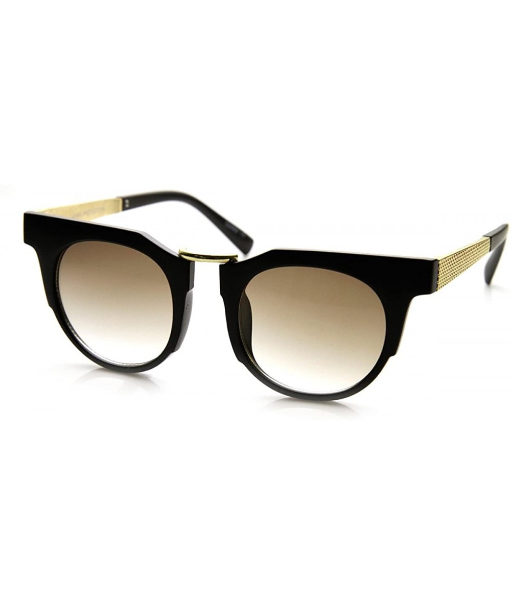 Wayfarer Mod Retro Round Circle Metal Temple Horn Rimmed Sunglasses - Black-gold Lavender - C811V212IG7 $22.37