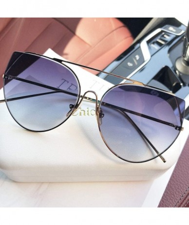 Round Fashion New Personality Cat Sunglasses Female Metal Color Lens Men sunglasses - Grey - CA18WMLI8RM $25.73