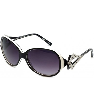 Oval Women's Oxford Semi-Oval Sunglasses 59mm Black/White - C312DJUK9TL $95.73