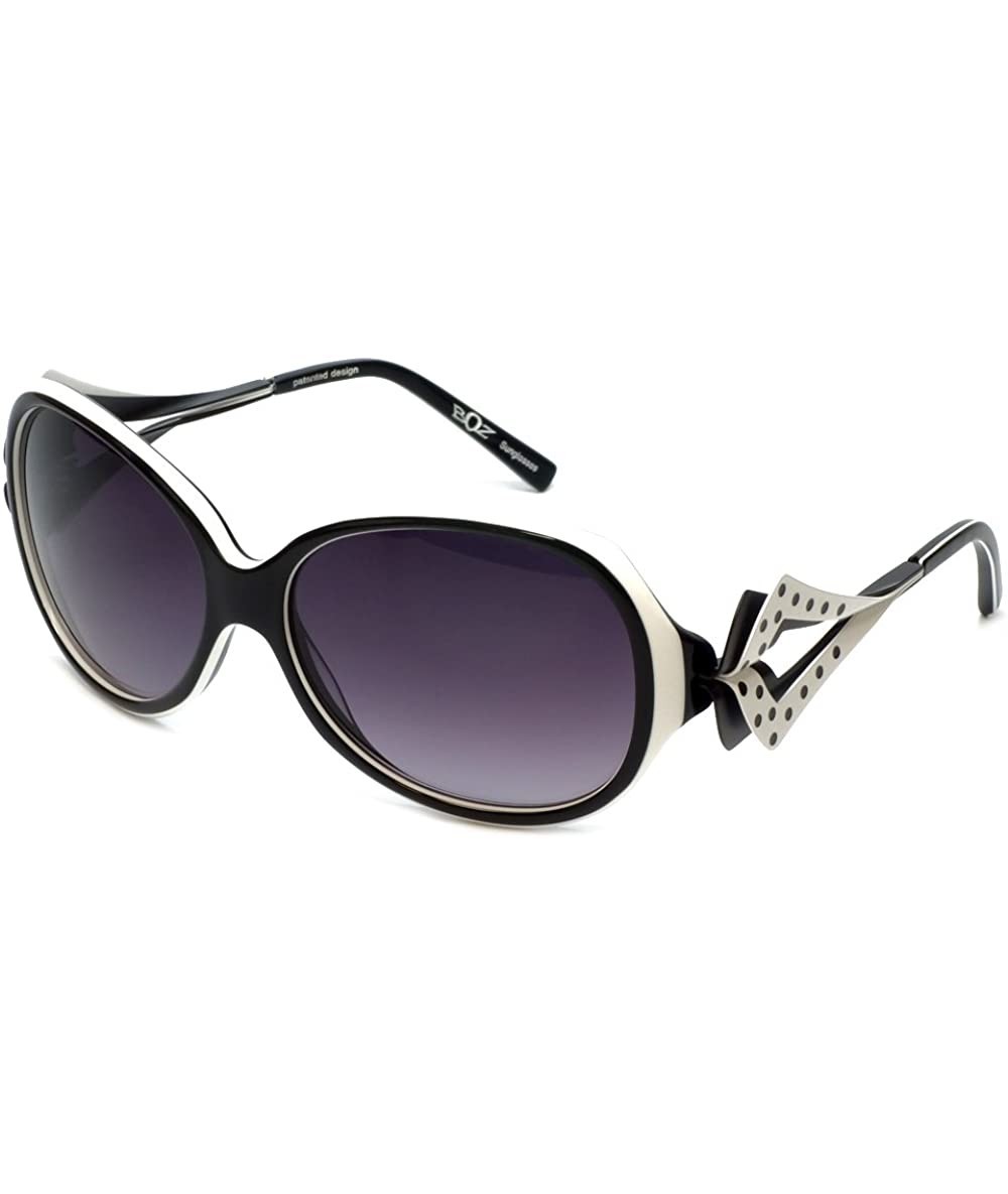 Oval Women's Oxford Semi-Oval Sunglasses 59mm Black/White - C312DJUK9TL $95.73