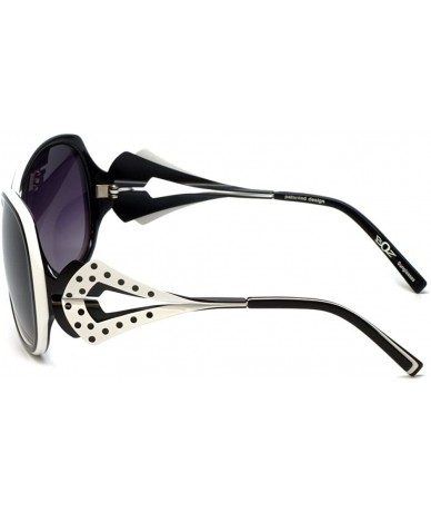 Oval Women's Oxford Semi-Oval Sunglasses 59mm Black/White - C312DJUK9TL $95.73