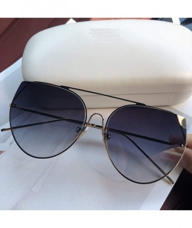 Round Fashion New Personality Cat Sunglasses Female Metal Color Lens Men sunglasses - Grey - CA18WMLI8RM $25.73