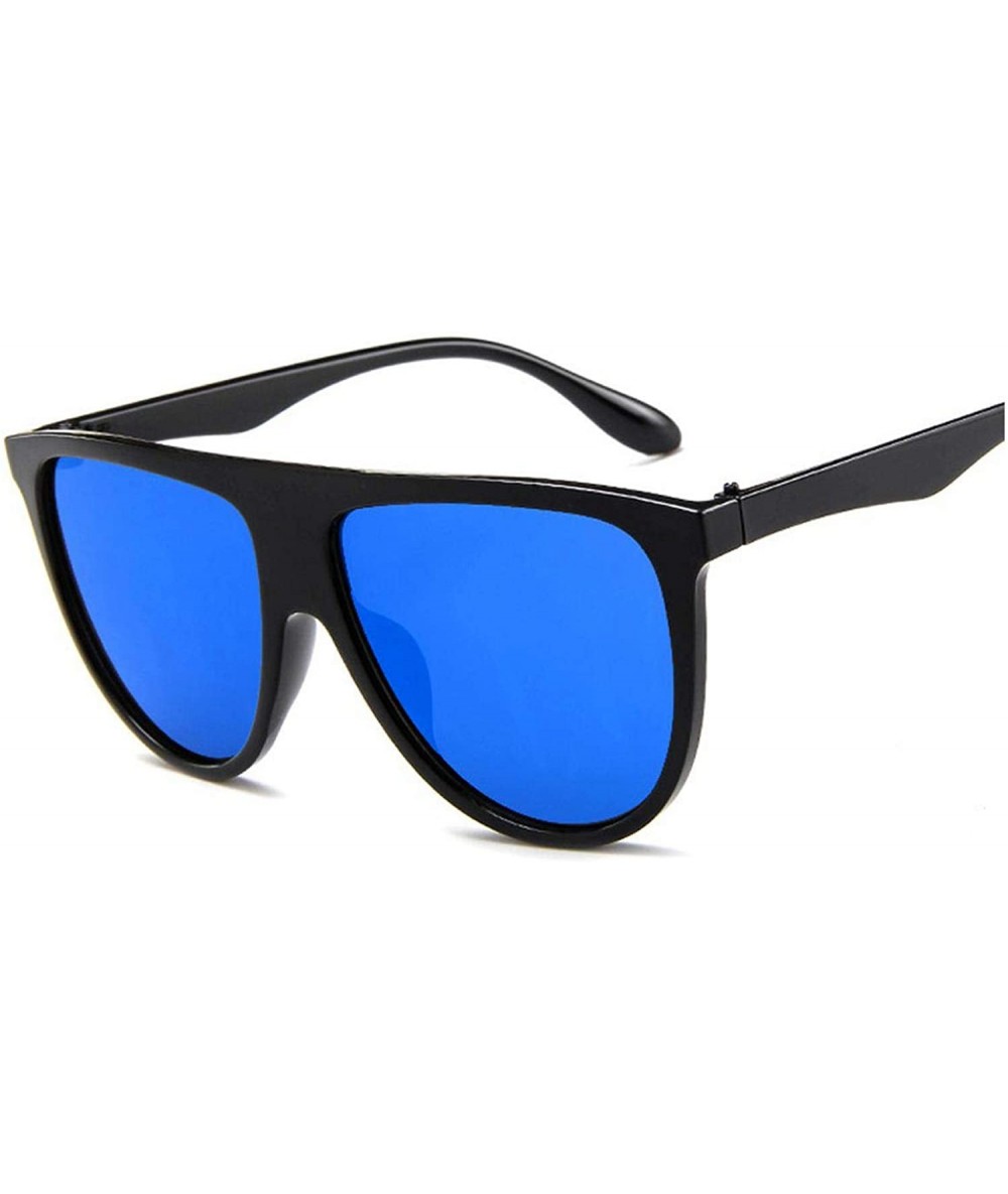 Semi-rimless Women Sunglasses New Retro Luxury Mirror Sun Glasses Men Vintage Frame Big Round - Blue - CN198ZA2XXU $60.50