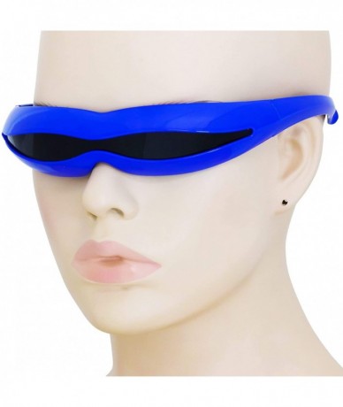 Aviator Futuristic Space Robot Alien Rave DJ Costume Party Cyclops Shield Sun Glasses for Women & Men - Blue - Black - CX18U3...