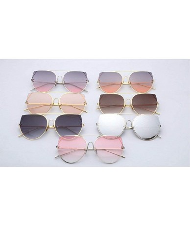 Round Fashion New Personality Cat Sunglasses Female Metal Color Lens Men sunglasses - Grey - CA18WMLI8RM $25.73