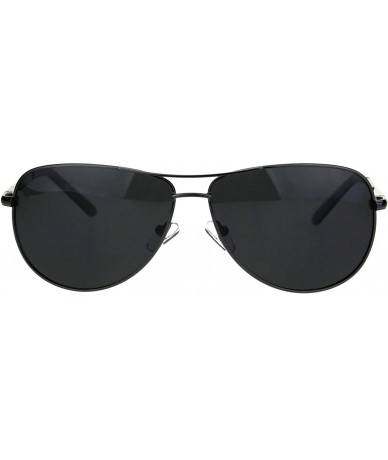 Aviator Mens Polarized Lens Sunglasses Metal Frame Spring Hinge Racer Aviator - Gunmetal (Black) - CX18OG5CDYT $22.50