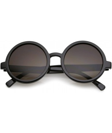 Wayfarer Classic Retro Horn Rimmed Neutral-Colored Lens Round Sunglasses 52mm - Black / Smoke - C512N41I77R $20.09