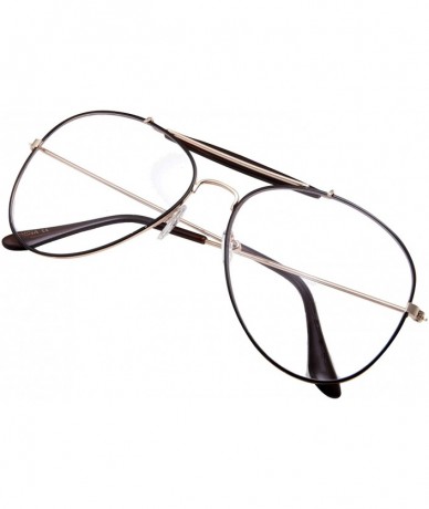 Oversized Non-Prescription Bar-Top Aviator Clear Lens Glasses - Black and Gold - CK12N253KEM $17.59