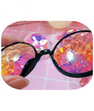 Oval Unisex Kaleidoscope Sunglasses Dance Party EDM Festival Diffraction Mosaic Party Black Festival Sunglasses - CL18N0ZZT7U...