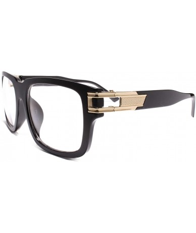 Square Hip Hop Clear Lens Square Eye Glasses - Black - CT18UQE9X8G $22.66