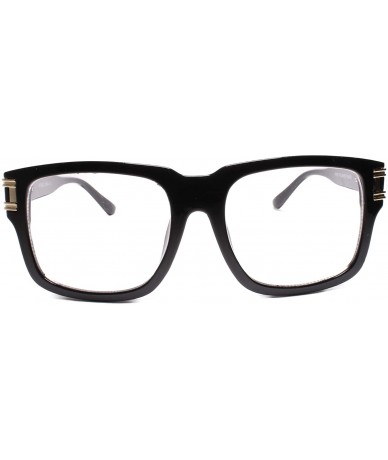 Square Hip Hop Clear Lens Square Eye Glasses - Black - CT18UQE9X8G $22.66