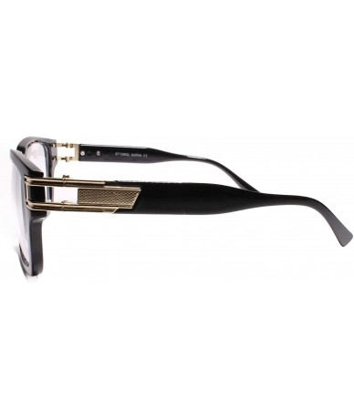 Square Hip Hop Clear Lens Square Eye Glasses - Black - CT18UQE9X8G $22.66